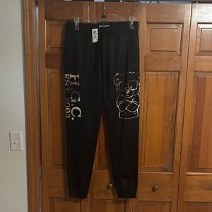 Hustle Gang Black Sweatpants with Bear Graphic